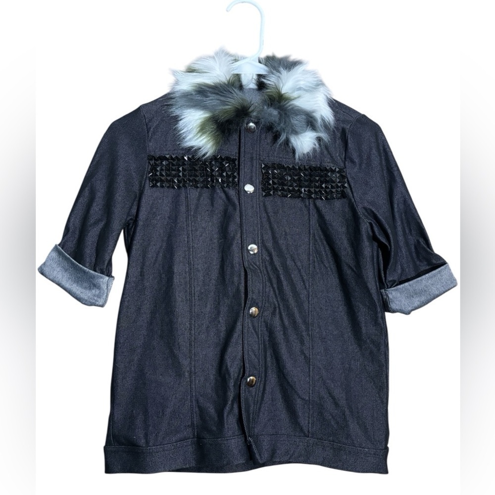 Weissman Dark Gray Costume Jacket with Faux Fur